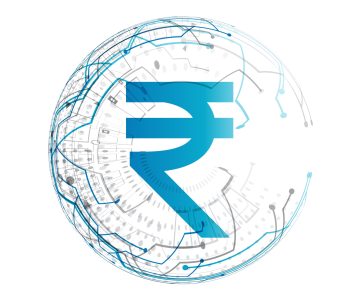 digital money indian rupee futuristic circuit technology background vector